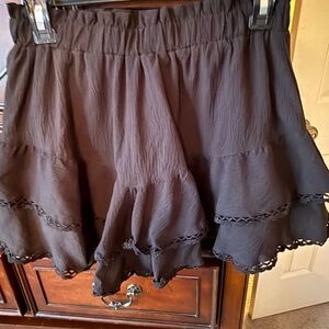 Black Ruffled Mini Skirt with Shorts Underneath